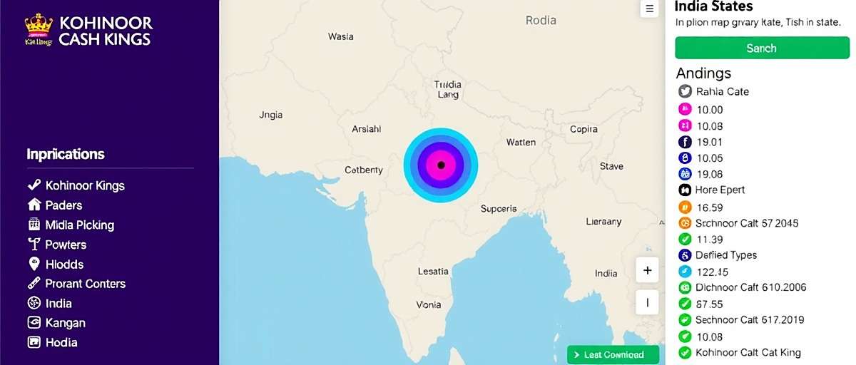 Kohinoor Cash Kings download distribution map across Indian states