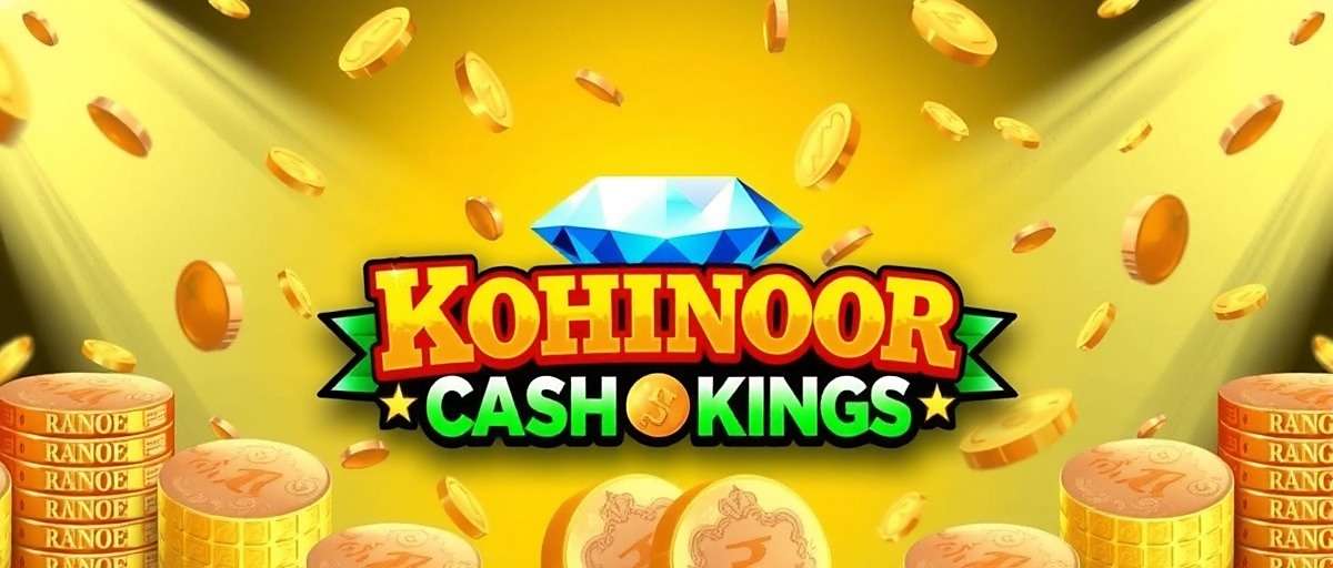 Kohinoor Cash Kings game cover featuring Indian rupees, gold coins and the Kohinoor diamond